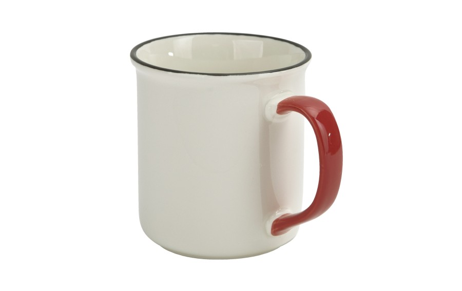 Kubek ceramiczny 400 ml Garnuszek kremowo-czerwony