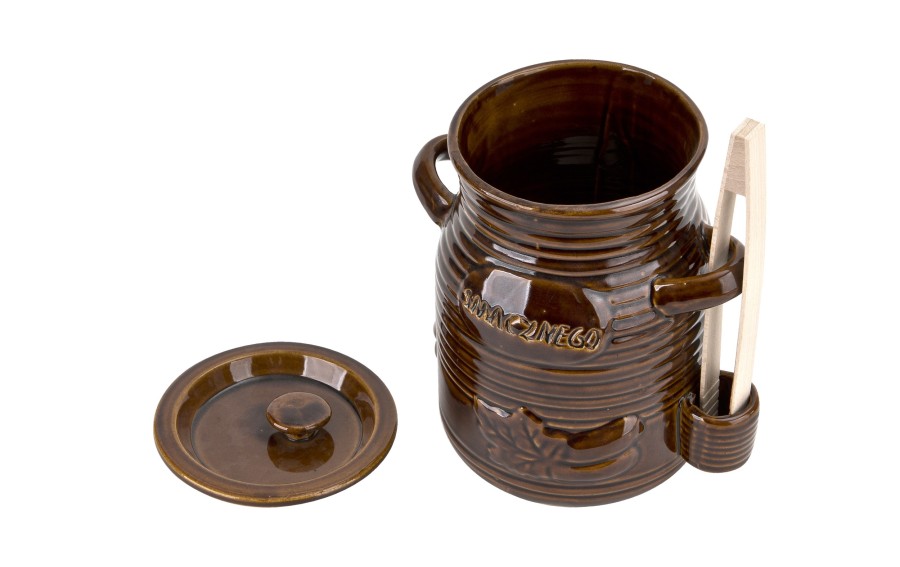 Pojemnik ceramiczny 3,5 L na ogórki ze szczypcami Smacznego 3163