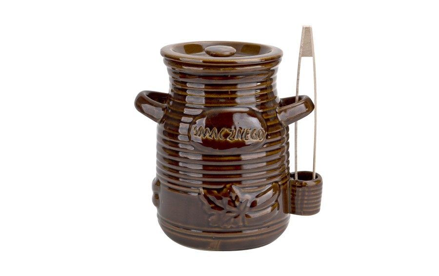 Pojemnik ceramiczny 3,5 L na ogórki ze szczypcami Smacznego 3163