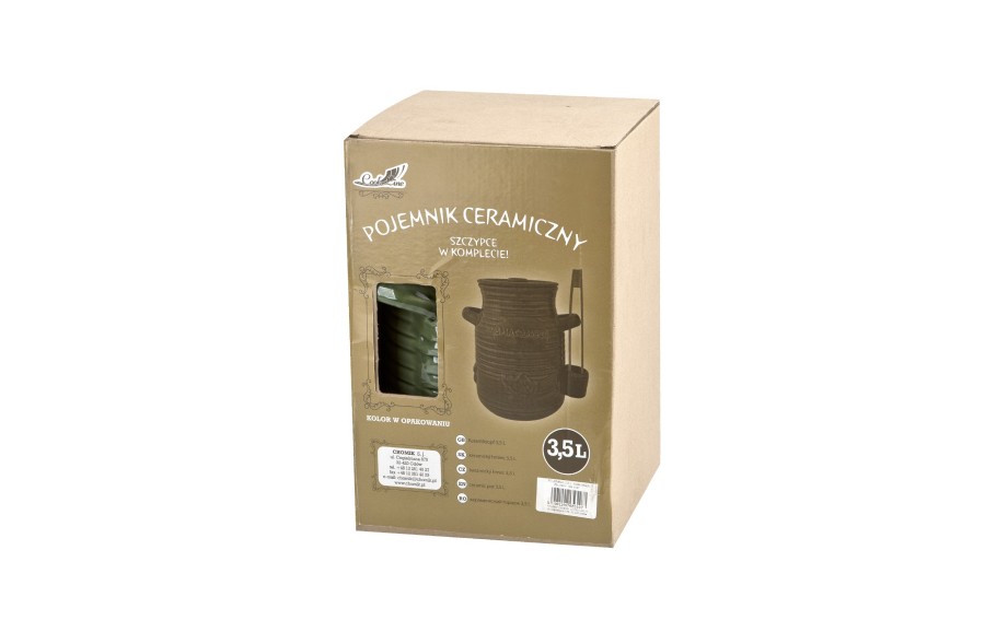 Pojemnik ceramiczny 3,5 L na ogórki ze szczypcami Smacznego 3187