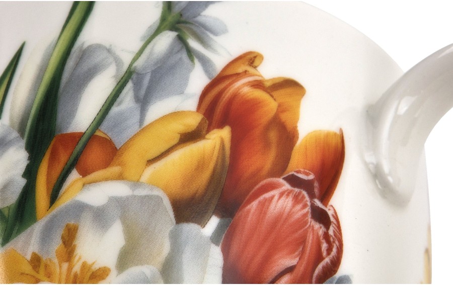 Kubek porcelanowy 460 ml Tulipany w koszyczku