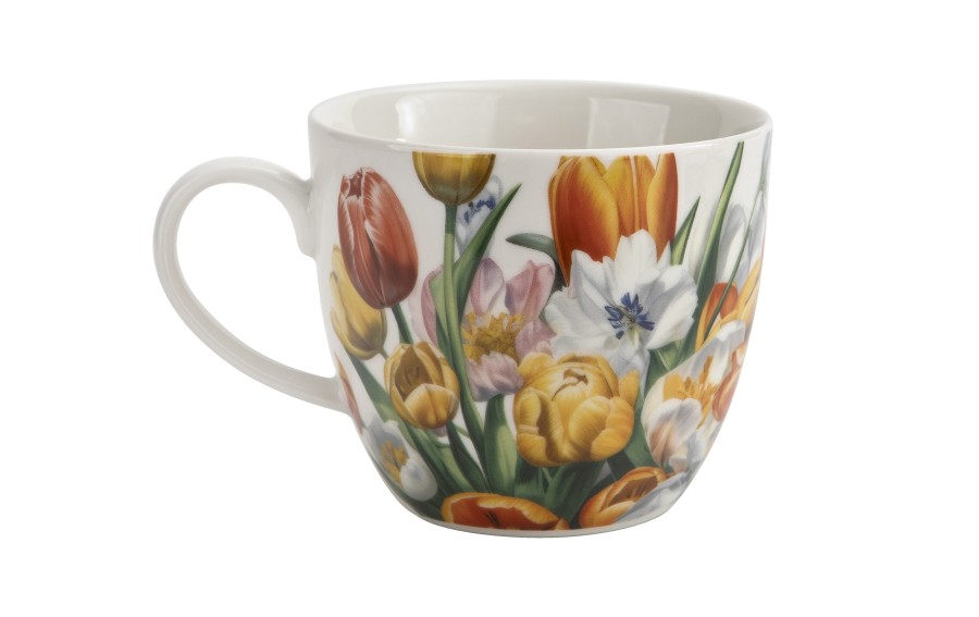 Kubek porcelanowy 460 ml Tulipany w koszyczku