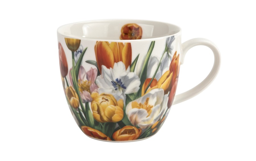 Kubek porcelanowy 460 ml Tulipany w koszyczku