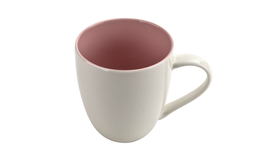 Kubek porcelanowy 470 ml Biały - różowy