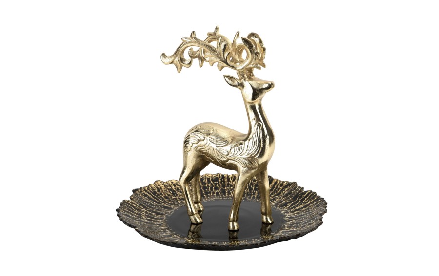 Figurka ozdobna Renifer metalowy złoty 30 cm