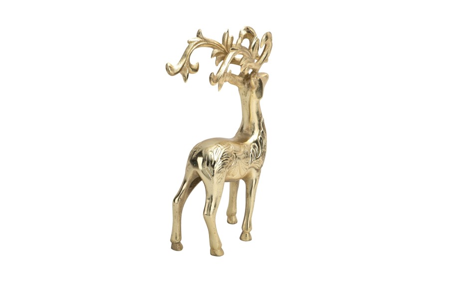 Figurka ozdobna Renifer metalowy złoty 30 cm