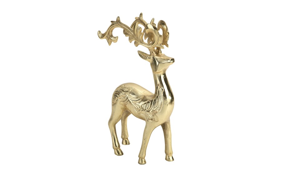 Figurka ozdobna Renifer metalowy złoty 30 cm