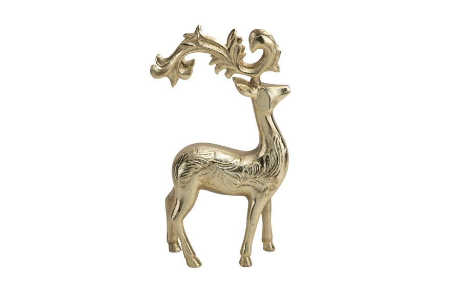Figurka ozdobna Renifer metalowy złoty 30 cm
