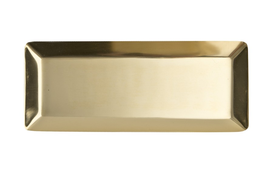 Taca metalowa ozdobna 38x16x2 cm złota