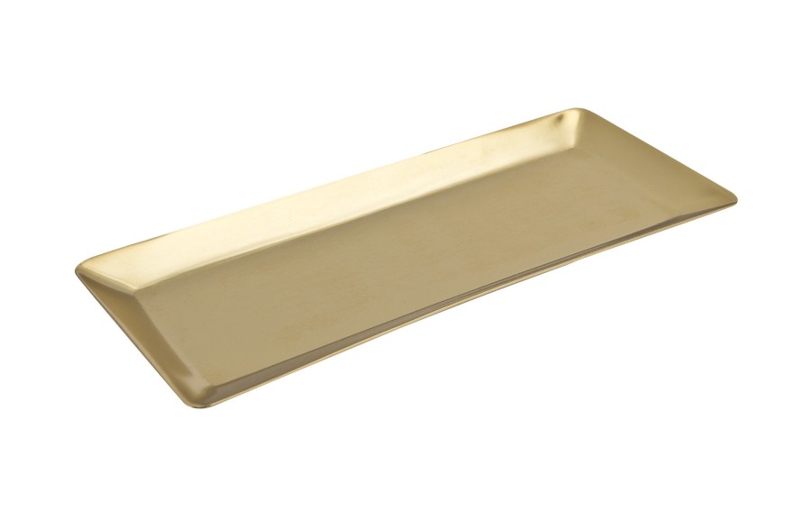 Taca metalowa ozdobna 38x16x2 cm złota