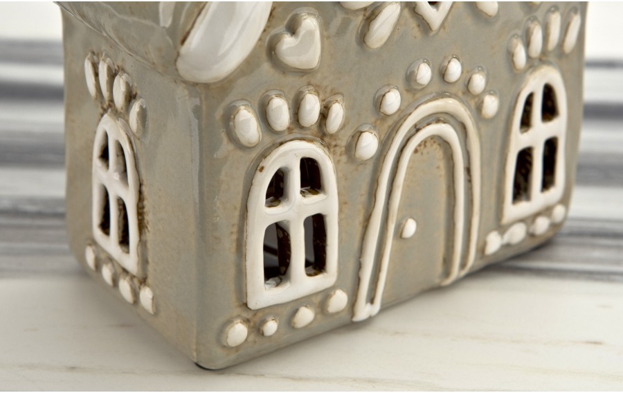 Domek ceramiczny na t-light beżowy 17,5 cm