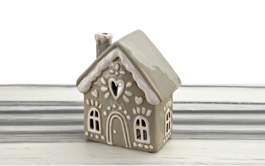 Domek ceramiczny na t-light beżowy 17,5 cm