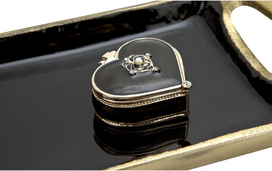 Puzderko/mini szkatułka serduszko czarne