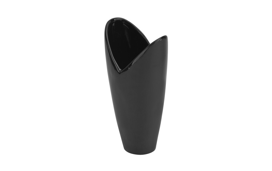 Wazon ceramiczny 26 cm wycięty czarny