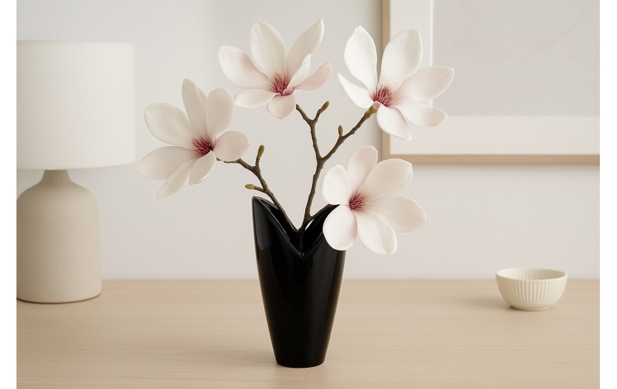 Wazon ceramiczny 26 cm wycięty czarny