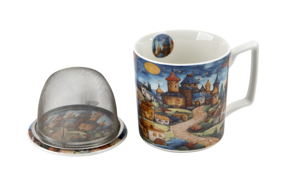 Kubek porcelanowy 450 ml z zaparzaczem Modern Sleepy Kingdom