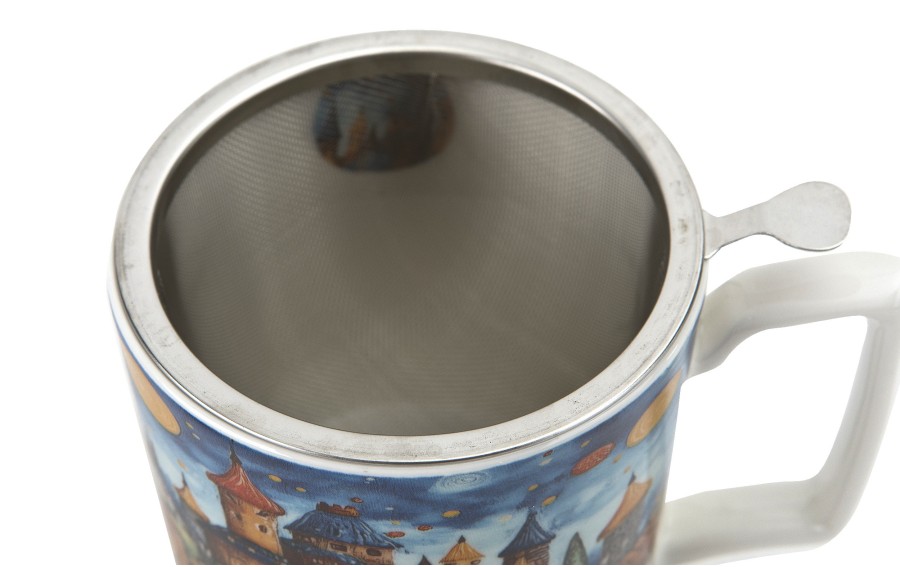 Kubek porcelanowy 450 ml z zaparzaczem Modern Sleepy Kingdom