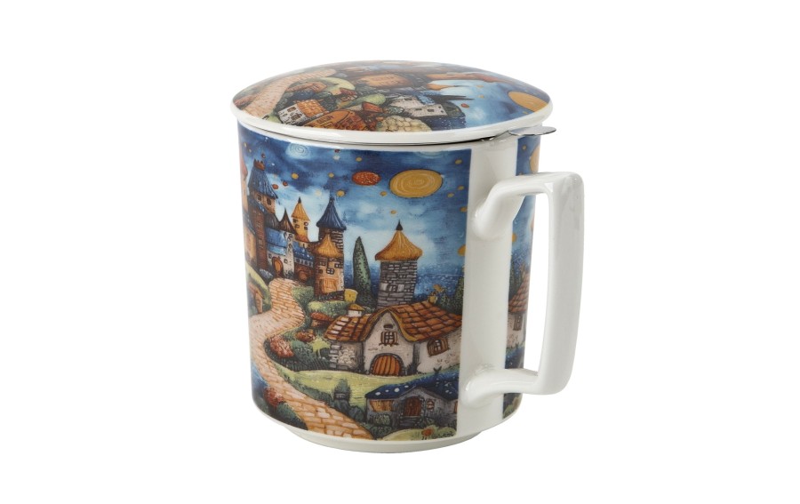 Kubek porcelanowy 450 ml z zaparzaczem Modern Sleepy Kingdom