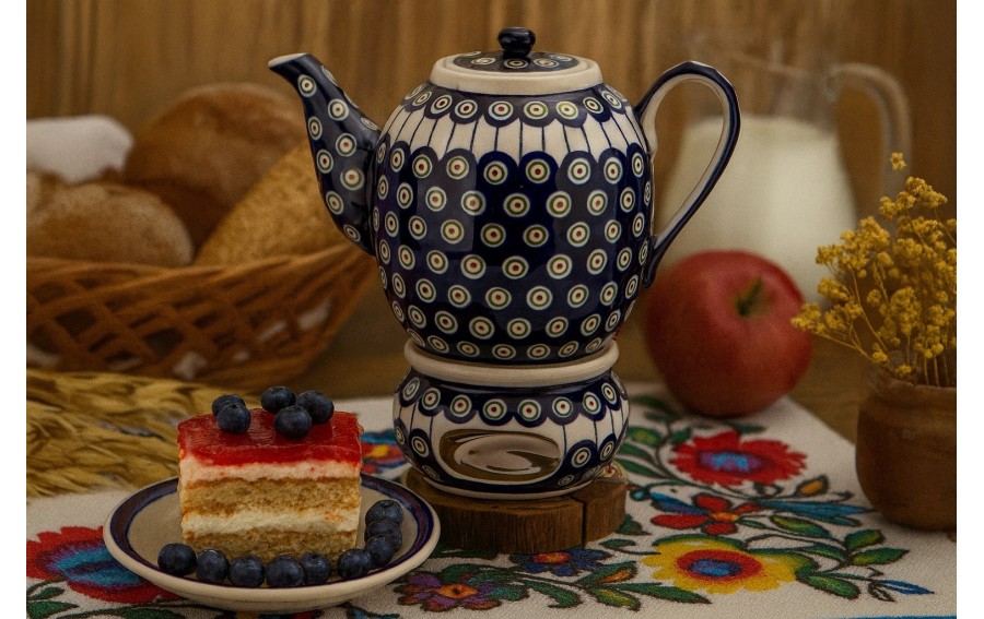 Czajnik ceramiczny 1,5 L Bolesławiec Kropki 8