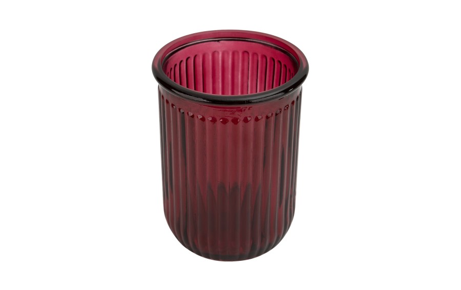 Wazon szklany 20 cm Stripe czerwony San Miguel recykling