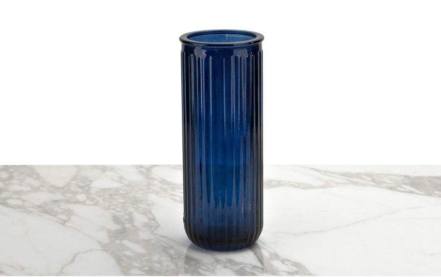 Wazon szklany 28 cm Stripe granatowy San Miguel recykling