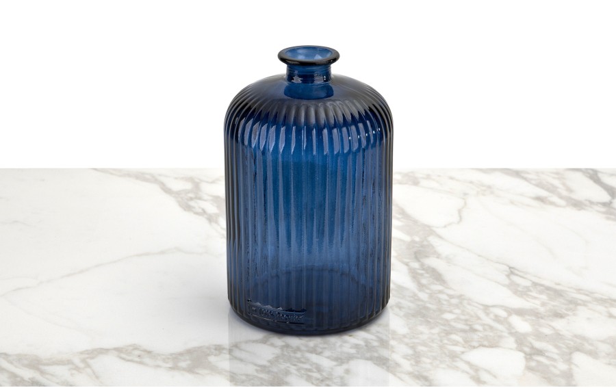 Wazon szklany 23 cm Stripe granatowy San Miguel recykling