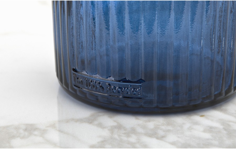 Wazon szklany 23 cm Stripe granatowy San Miguel recykling