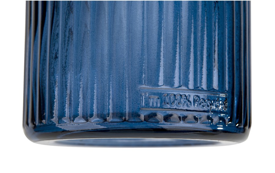 Wazon szklany 23 cm Stripe granatowy San Miguel recykling