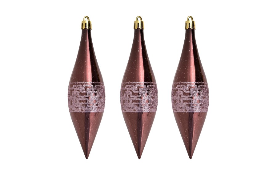 Komplet 9 bombek plastikowych 15 cm Sople róż burgund