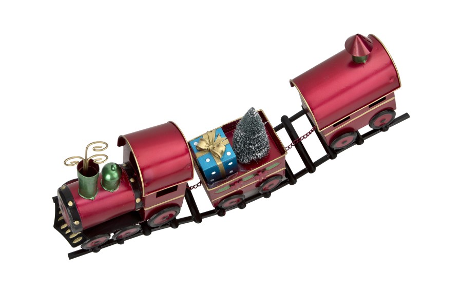 Pociąg czerwony 63 cm metalowy dekoracja