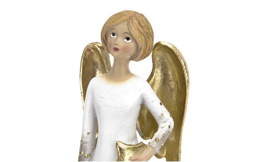 Figurka Anioł biało-złoty 17cm ze skrzydłami 4491