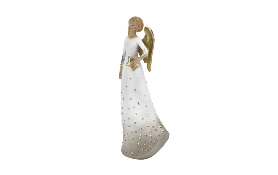 Figurka Anioł biało-złoty 17cm ze skrzydłami 4491