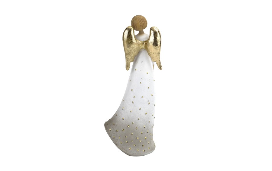 Figurka Anioł biało-złoty 17cm ze skrzydłami 4491