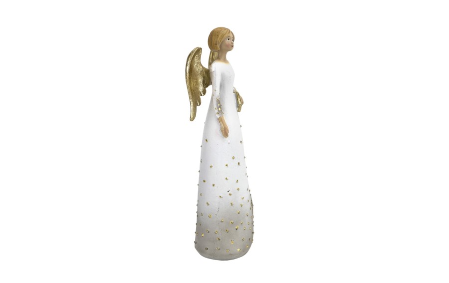 Figurka Anioł biało-złoty 17cm ze skrzydłami 4491