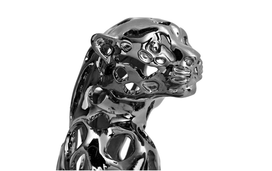 Figurka ozdobna Lampart Srebrny 43 cm