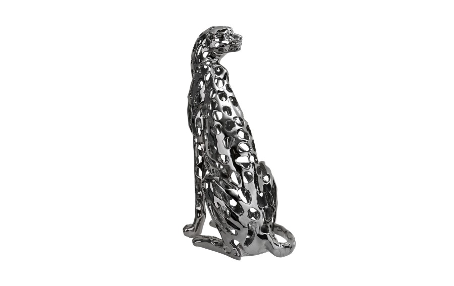 Figurka ozdobna Lampart Srebrny 43 cm