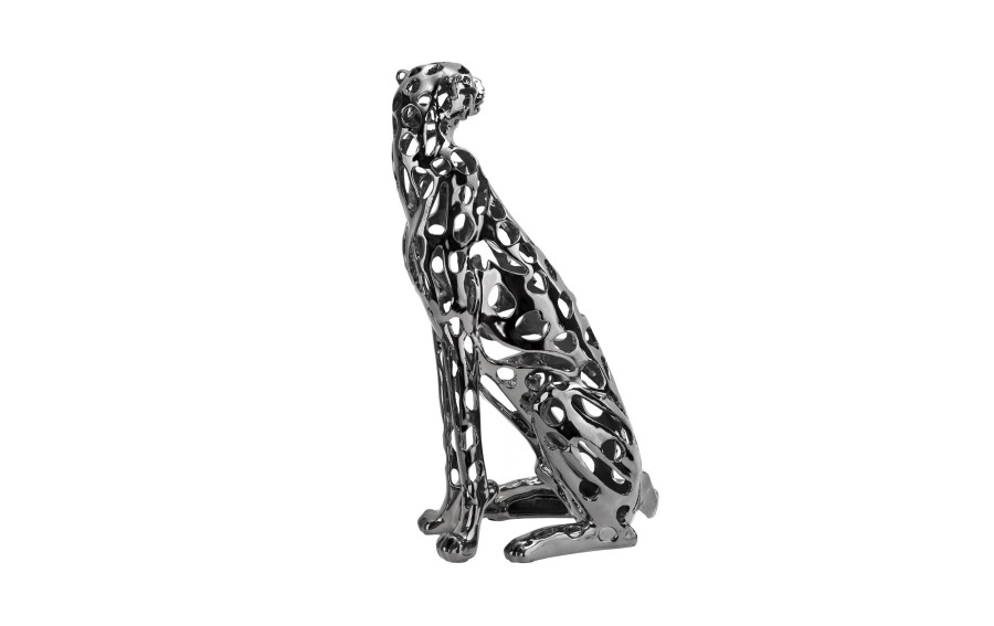 Figurka ozdobna Lampart Srebrny 43 cm