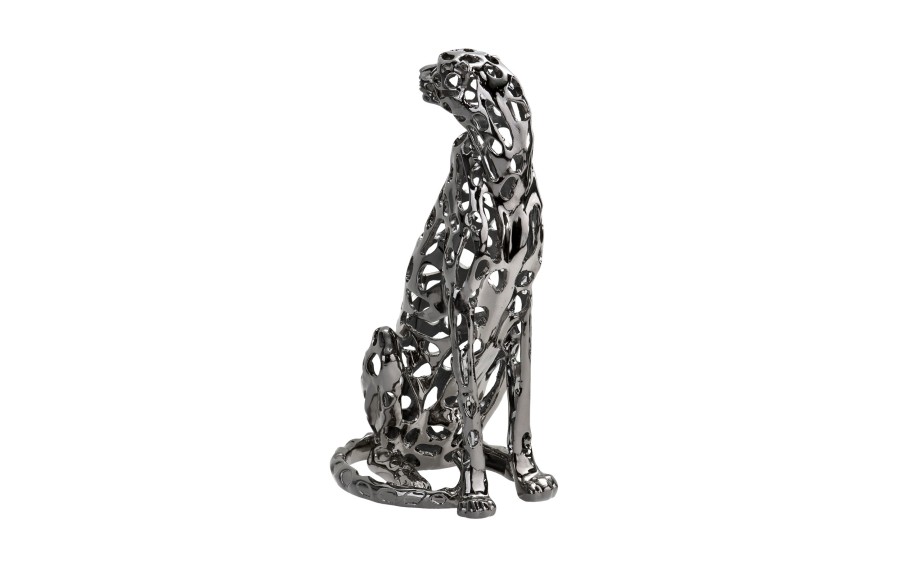 Figurka ozdobna Lampart Srebrny 43 cm