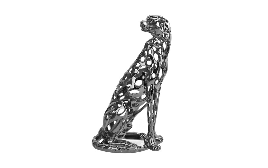 Figurka ozdobna Lampart Srebrny 43 cm