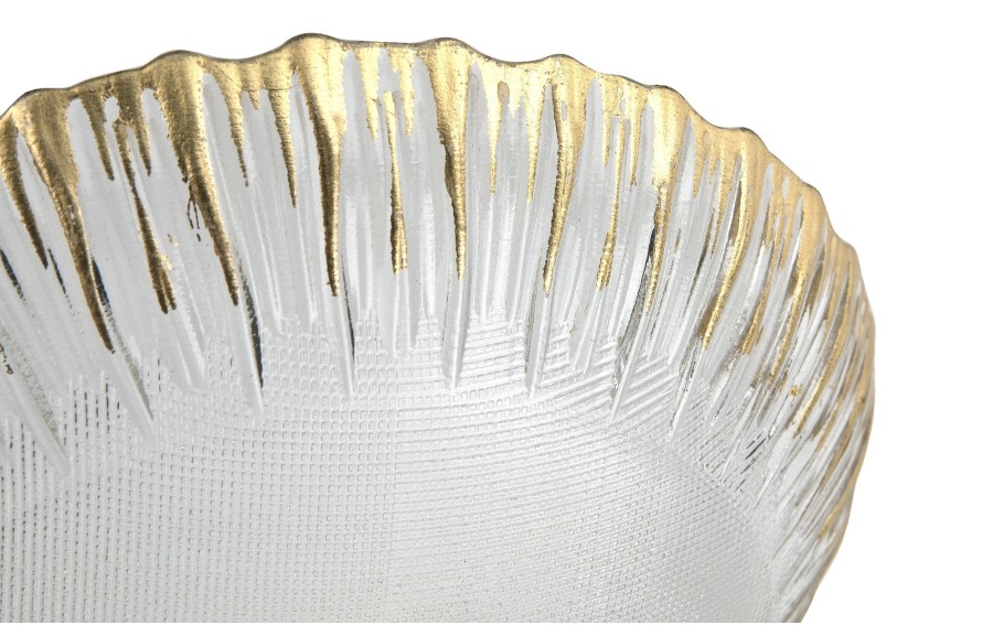 Patera szklana na złotej nodze 33cm 180030