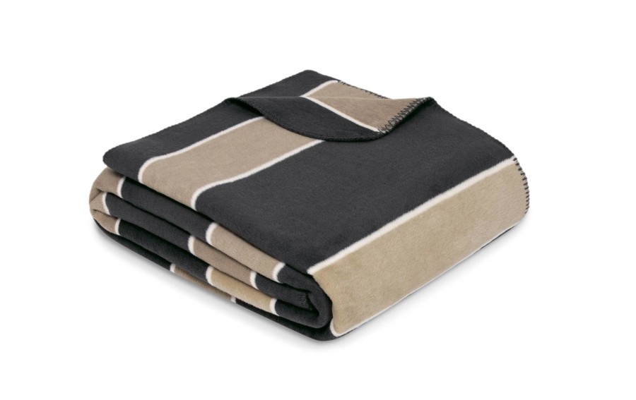 Koc Ibena Kotor 150x200 – elegancki koc w pasy, brąz i beż