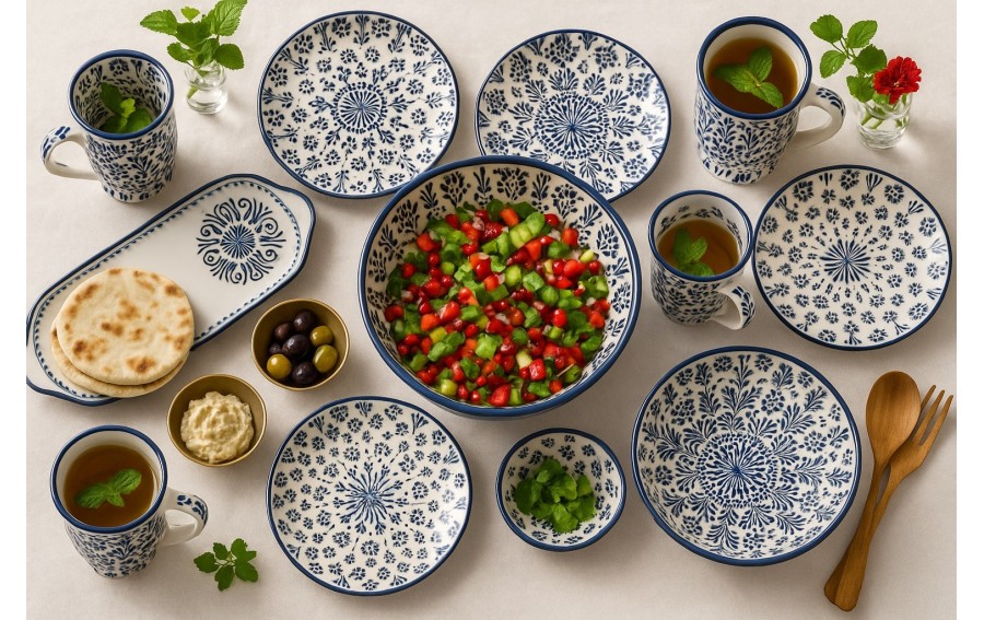 Salaterka ceramiczna 21 cm Oriental White Blue