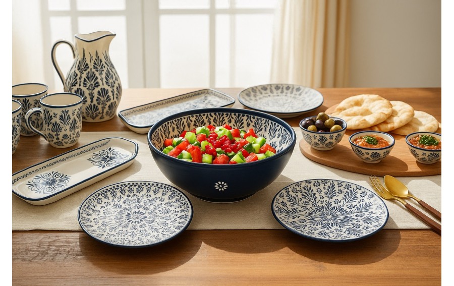 Salaterka ceramiczna 26,5 cm Oriental White Blue