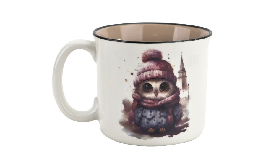 Kubek porcelanowy 220 ml Sowa Otello różowa