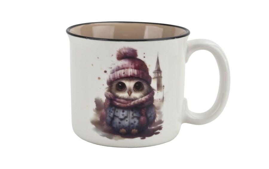 Kubek porcelanowy 220 ml Sowa Otello różowa