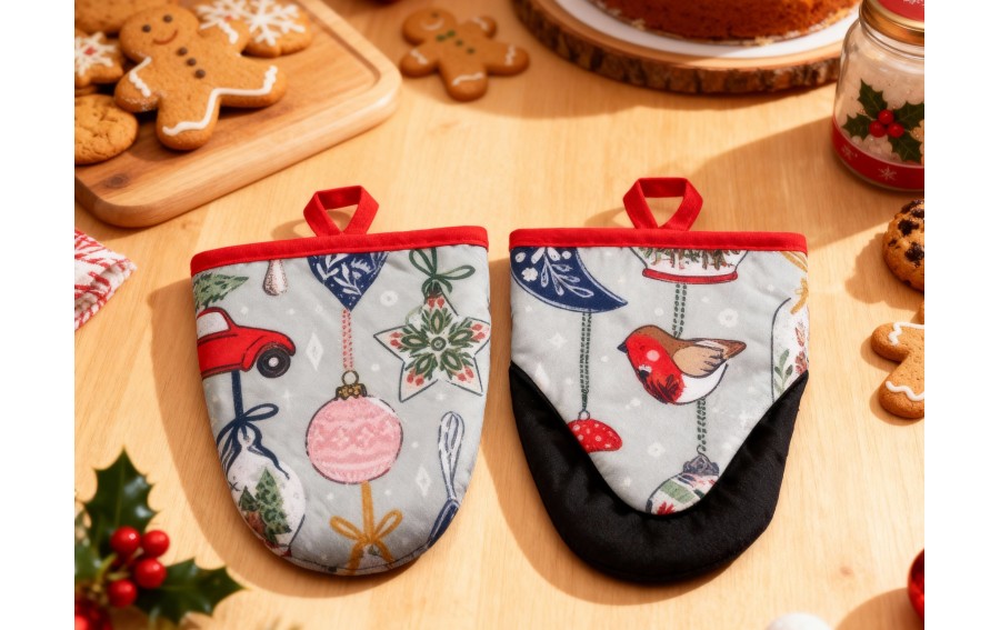 Komplet 2 rękawic kuchennych Christmas Ornaments 7CHOR022