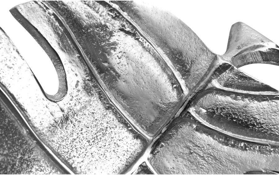 Patera metalowa srebrny liść ażurowy 30 cm
