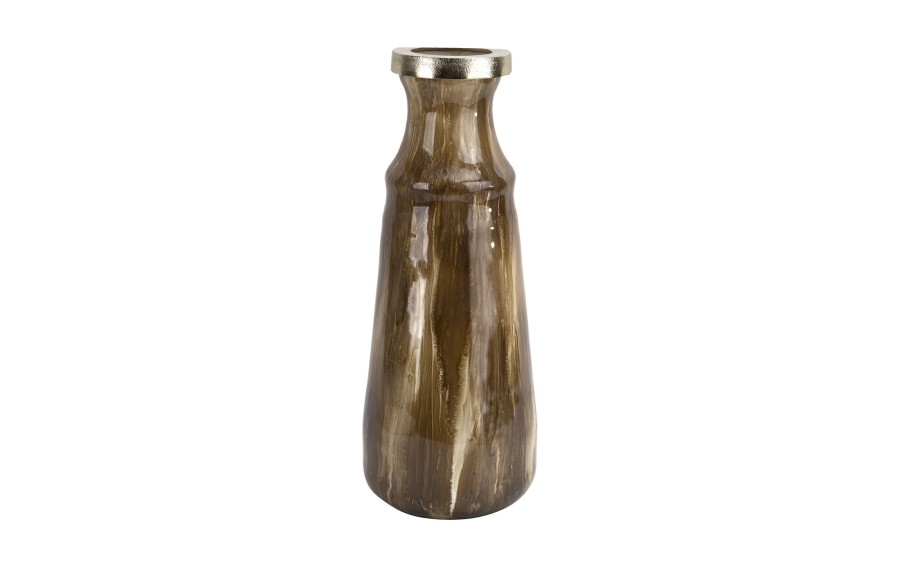 Wazon szklany 37 cm beżowo-brązowy IR0038