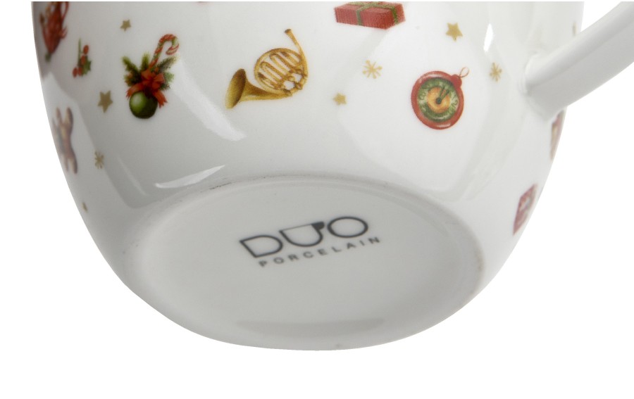 Kubek porcelanowy 460 ml Christmas Gifts w koszyczku