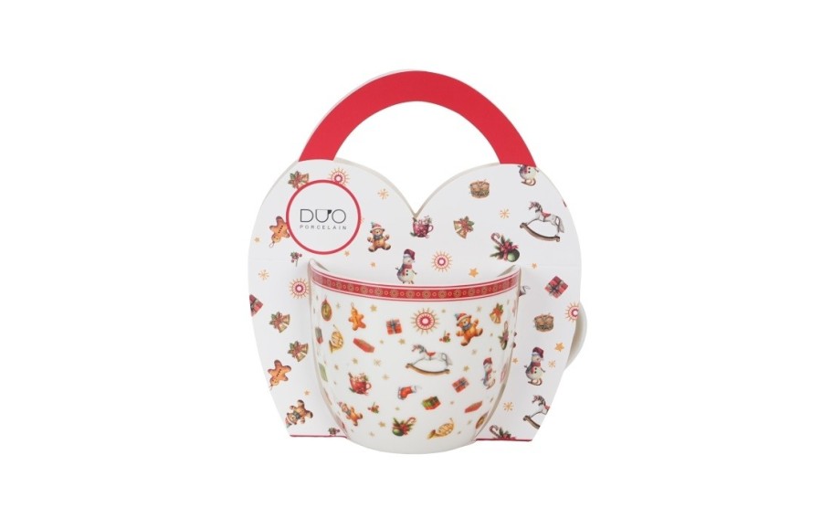Kubek porcelanowy 460 ml Christmas Gifts w koszyczku